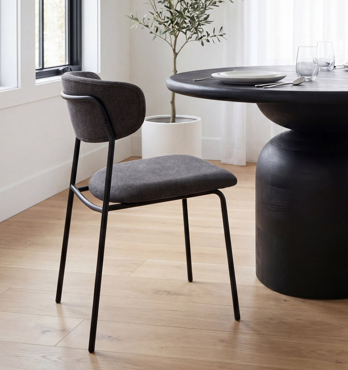 Corey Dining Chair w/ Gray Fabric & Matte Black Metal, Set of 2 by Mercana at Eve Furniture