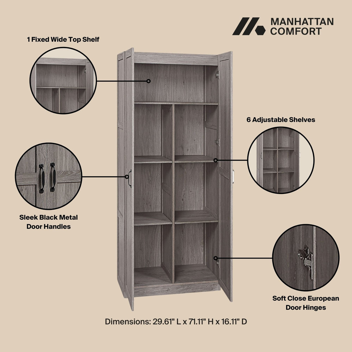 Cornelia Storage Closet 1.0 in Grey (set of 2) by Manhattan Comfort at Eve Furniture