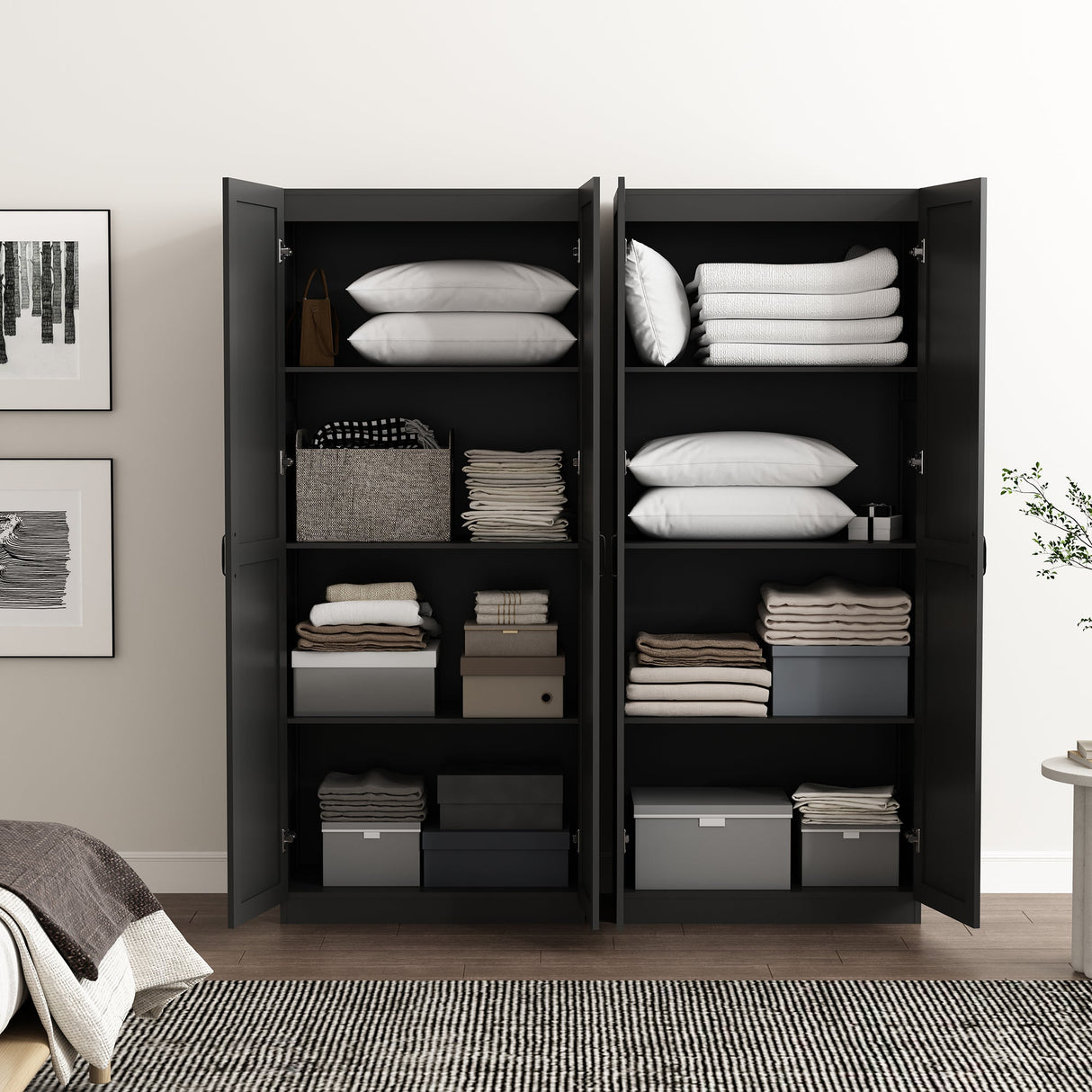 Cornelia Storage Closet 2.0 in Black (set of 2) by Manhattan Comfort at Eve Furniture