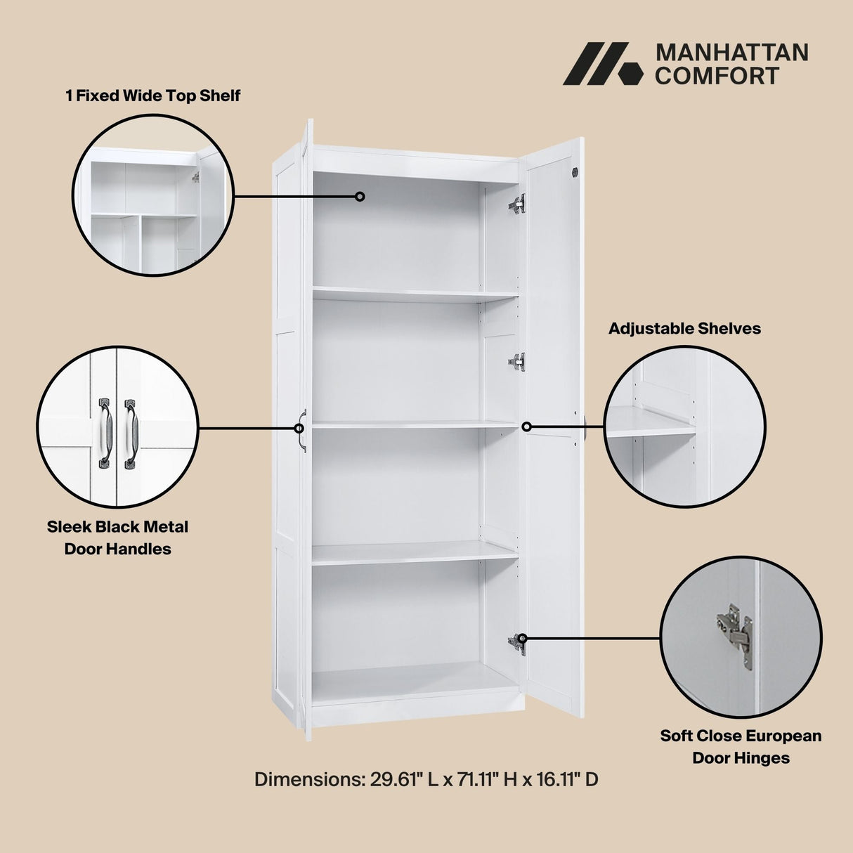 Cornelia Storage Closet 2.0 in White (set of 2) by Manhattan Comfort at Eve Furniture