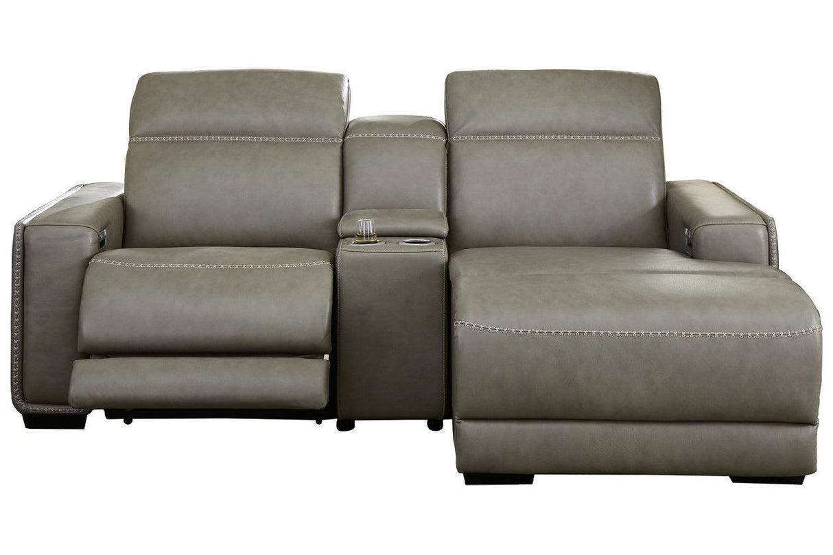 Correze 3-Piece Dual Power Leather Reclining Modular Sectional by Ashley at Eve Furniture