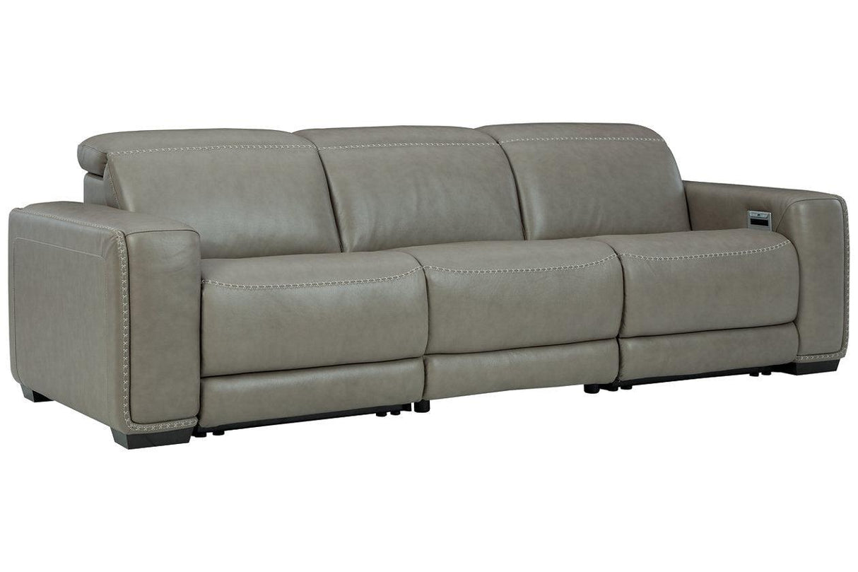 Correze Gray 3-Piece Dual Power Leather Reclining Modular Sofa by Ashley at Eve Furniture