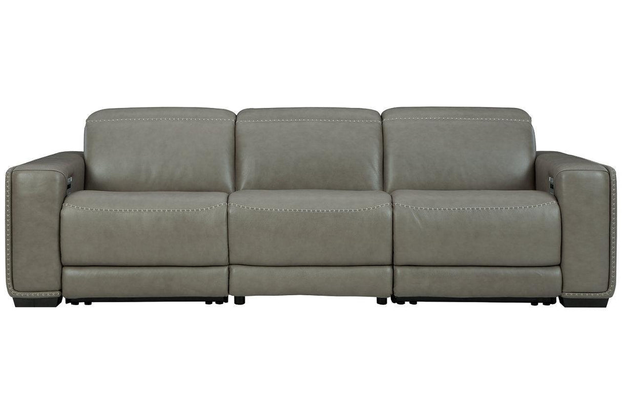 Correze Gray 3-Piece Dual Power Leather Reclining Modular Sofa by Ashley at Eve Furniture