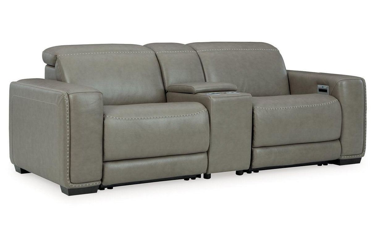 Correze Gray 3-Piece Power Reclining Sectional Loveseat by Ashley at Eve Furniture