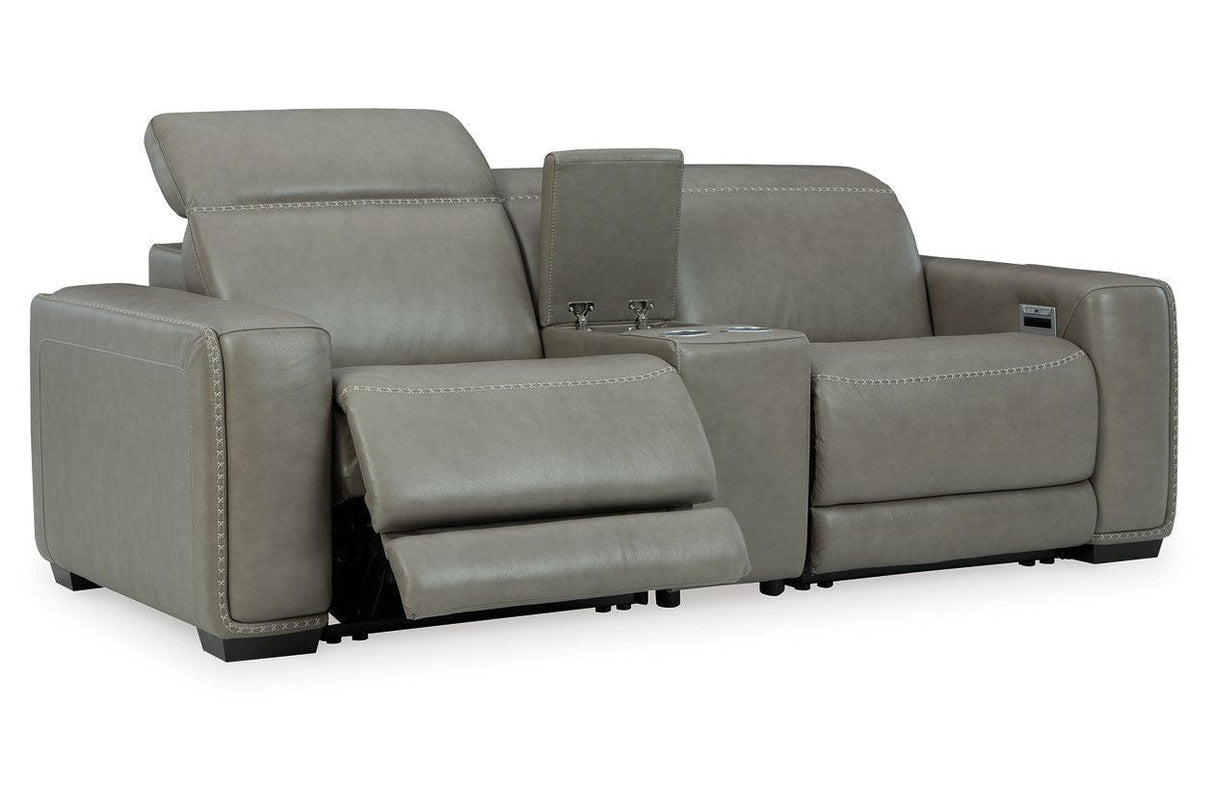 Correze Gray 3-Piece Power Reclining Sectional Loveseat by Ashley at Eve Furniture