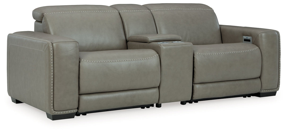 Correze Gray Power Reclining Living Room Set (Center Console)