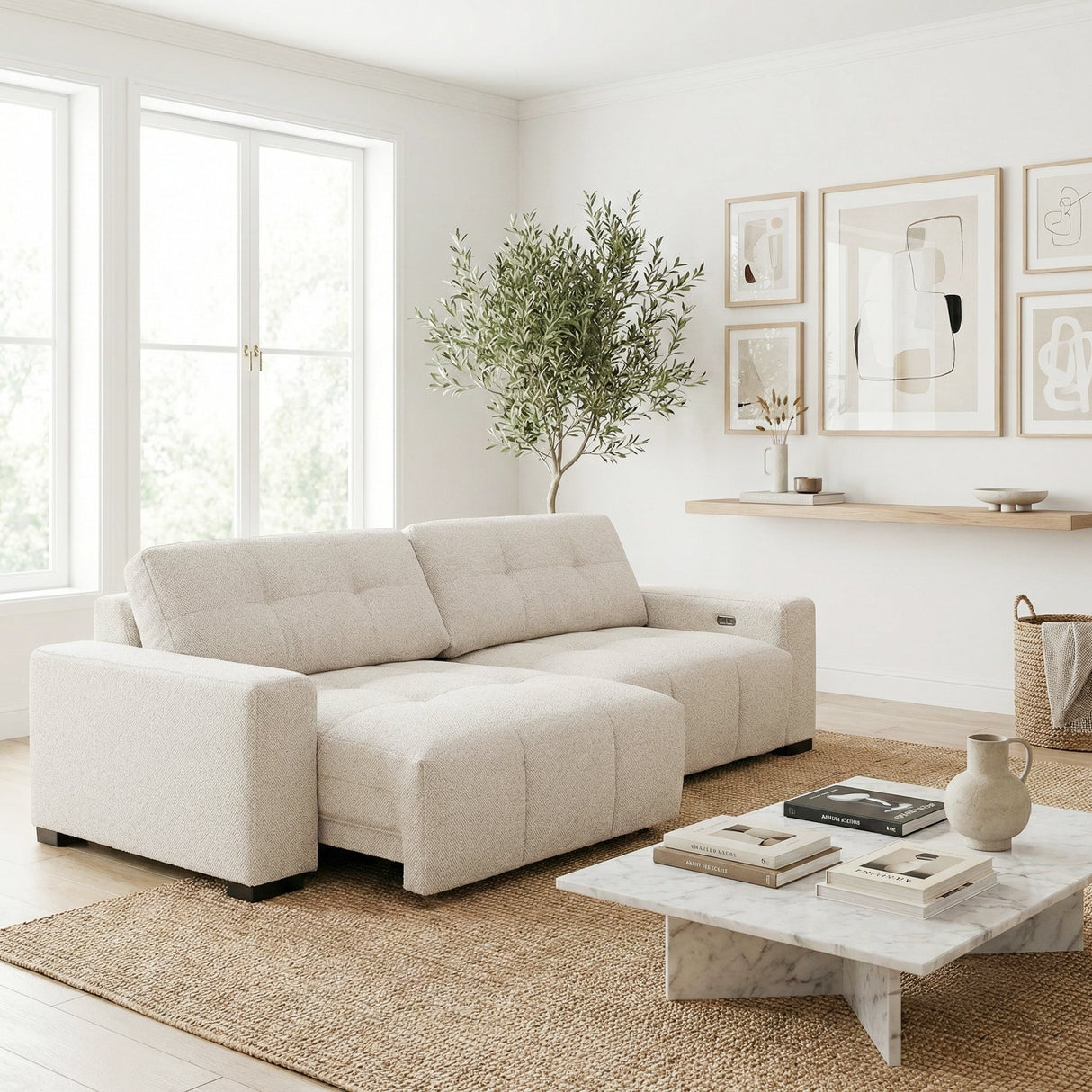 Corston Beige Linen PWR Slider Sofa by Ashcroft Furniture at Eve Furniture
