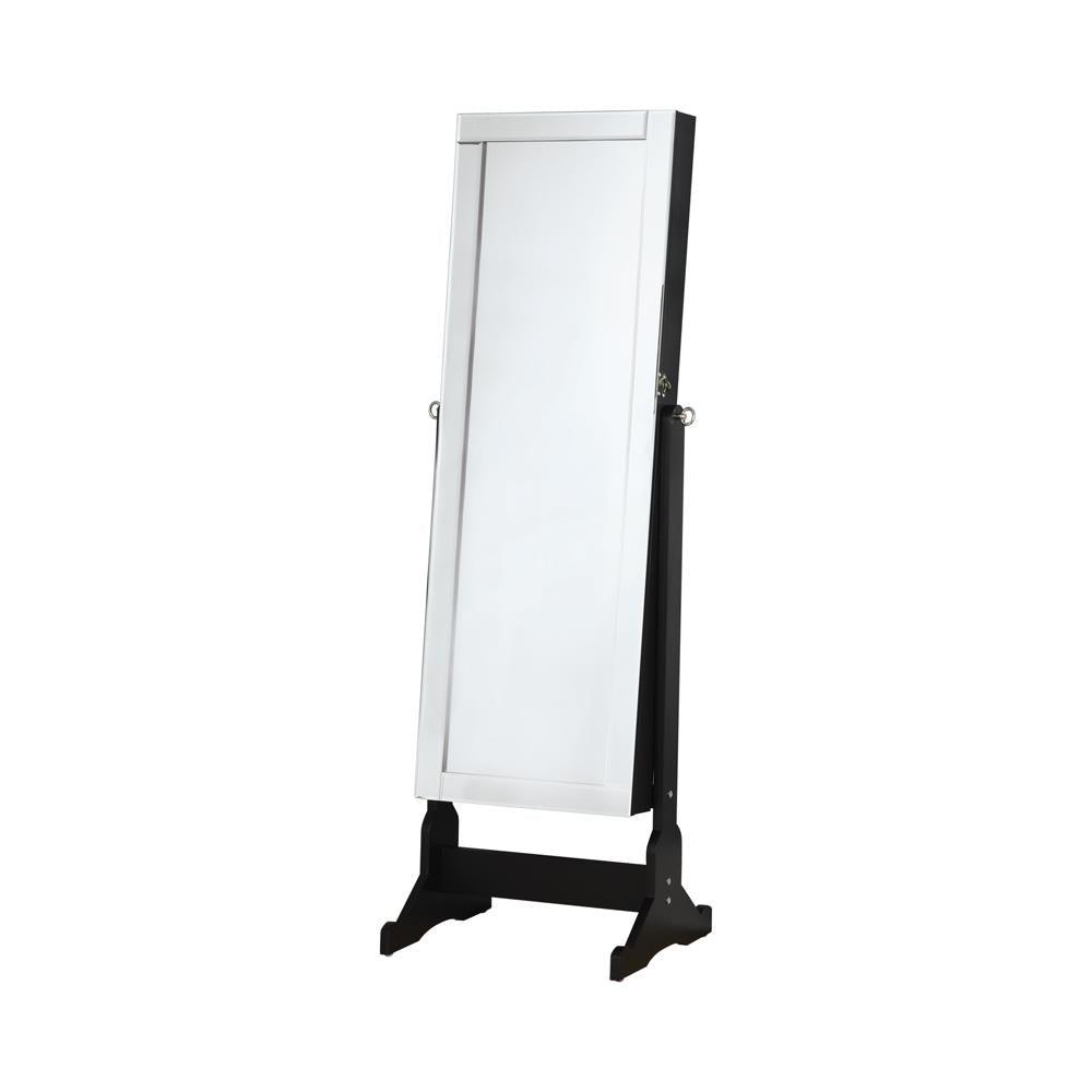 Cortez Black Storage Jewelry Cheval Mirror by Coaster at Eve Furniture