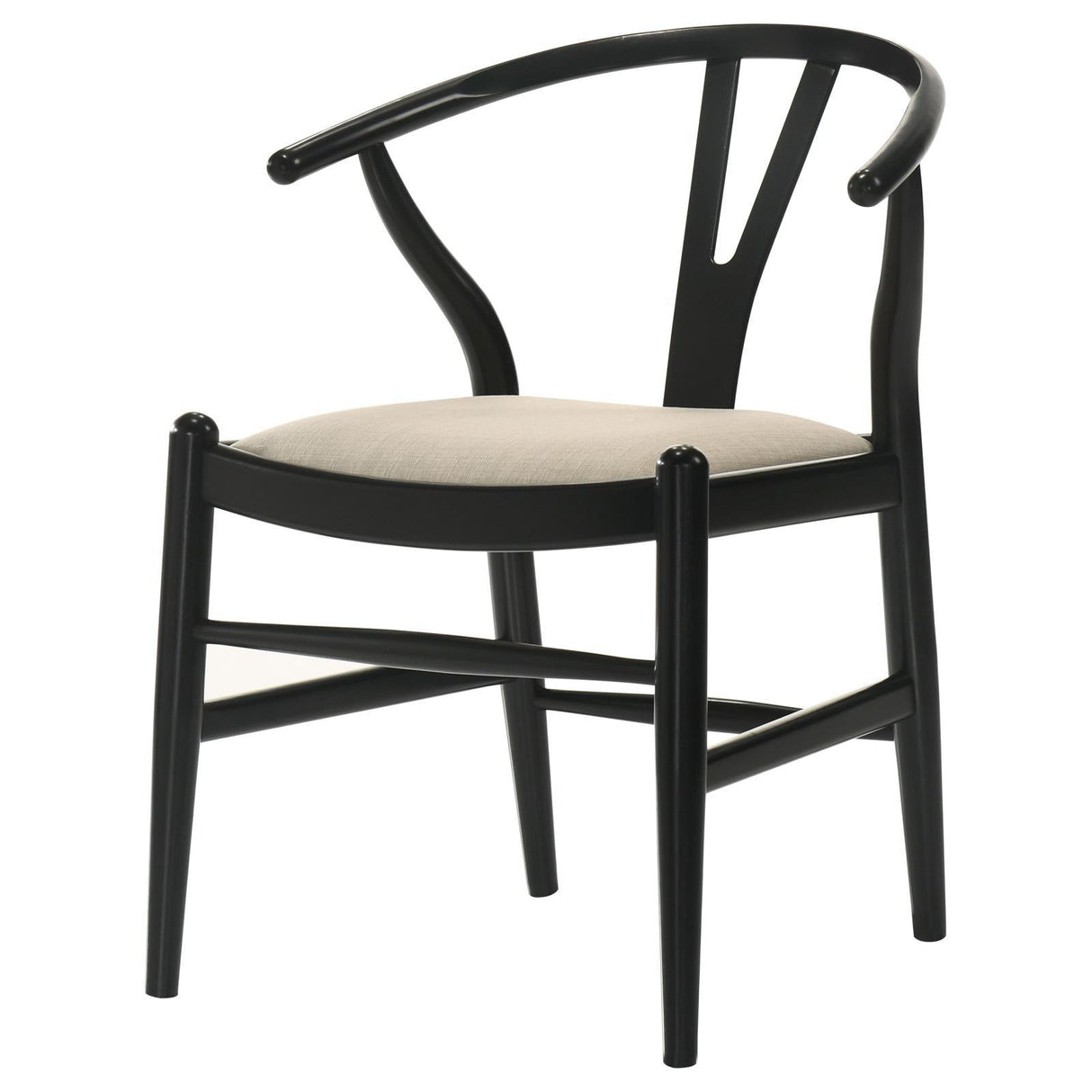 Cortona Danish Y-Shaped Back Wishbone Dining Side Chair Black and Beige (Set of 2) by Coaster at Eve Furniture
