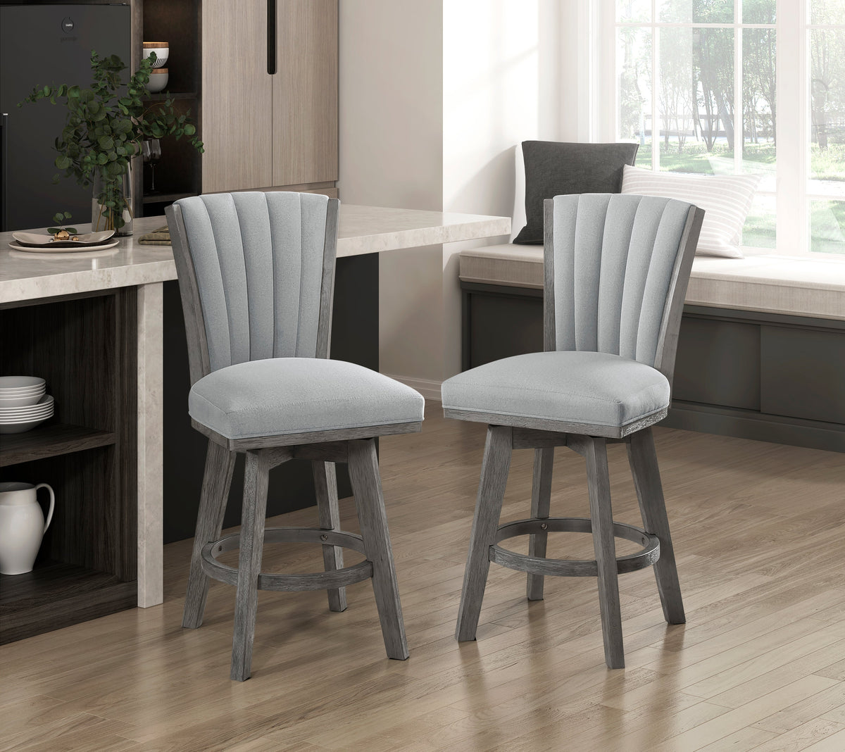 Corvalli Gray Swivel Counter Height Chair, Set of 2 by Homelegance at Eve Furniture