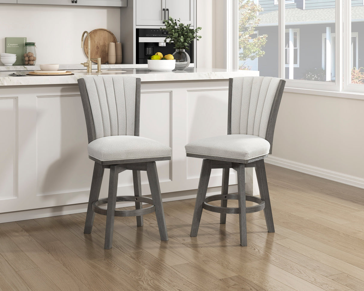 Corvallis Beige Swivel Counter Height Chair, Set of 2