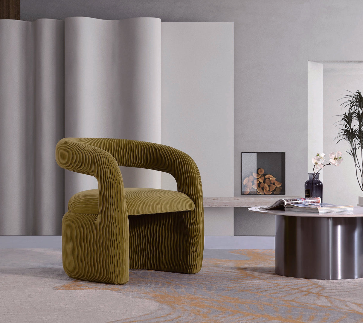 Corvette Dining Chair in Olive Green by Manhattan Comfort at Eve Furniture