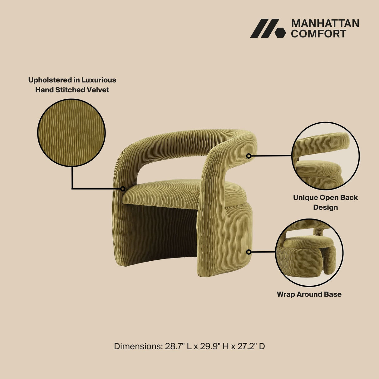 Corvette Dining Chairs in Olive Green (set of 2) by Manhattan Comfort at Eve Furniture