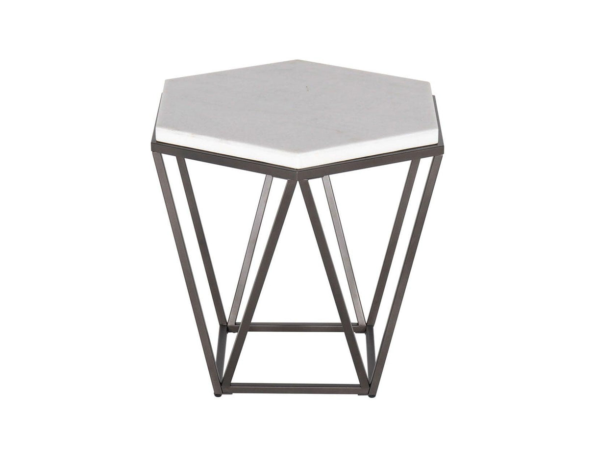 Corvus White Marble Top Hexagon End Table by Steve Silver at Eve Furniture