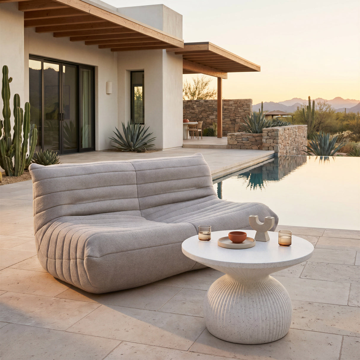 Corza White Outdoor Coffee Table by Zuomod at Eve Furniture
