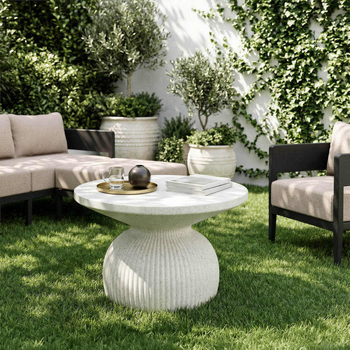 Corza White Outdoor Coffee Table by Zuomod at Eve Furniture