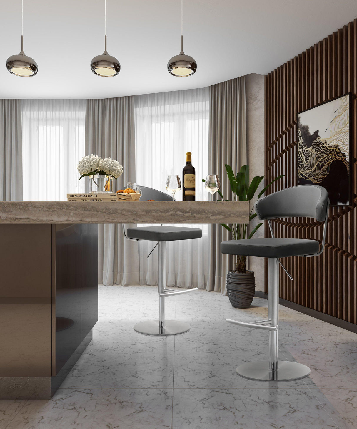 Cosmo Performance Vegan Leather Adjustable Stool by TOV Furniture at Eve Furniture