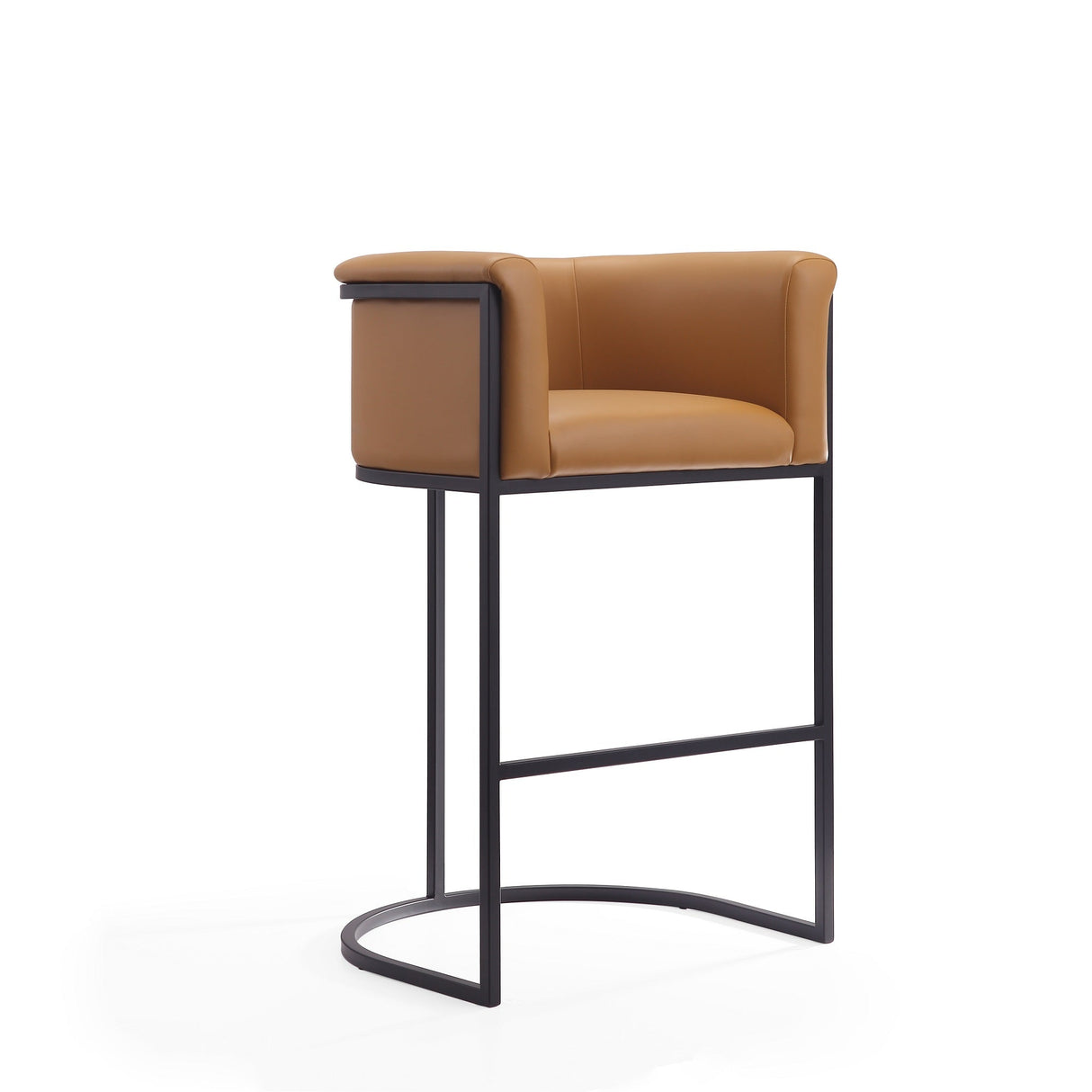 Cosmopolitan Barstool in Camel and Black (set of 3) by Manhattan Comfort at Eve Furniture