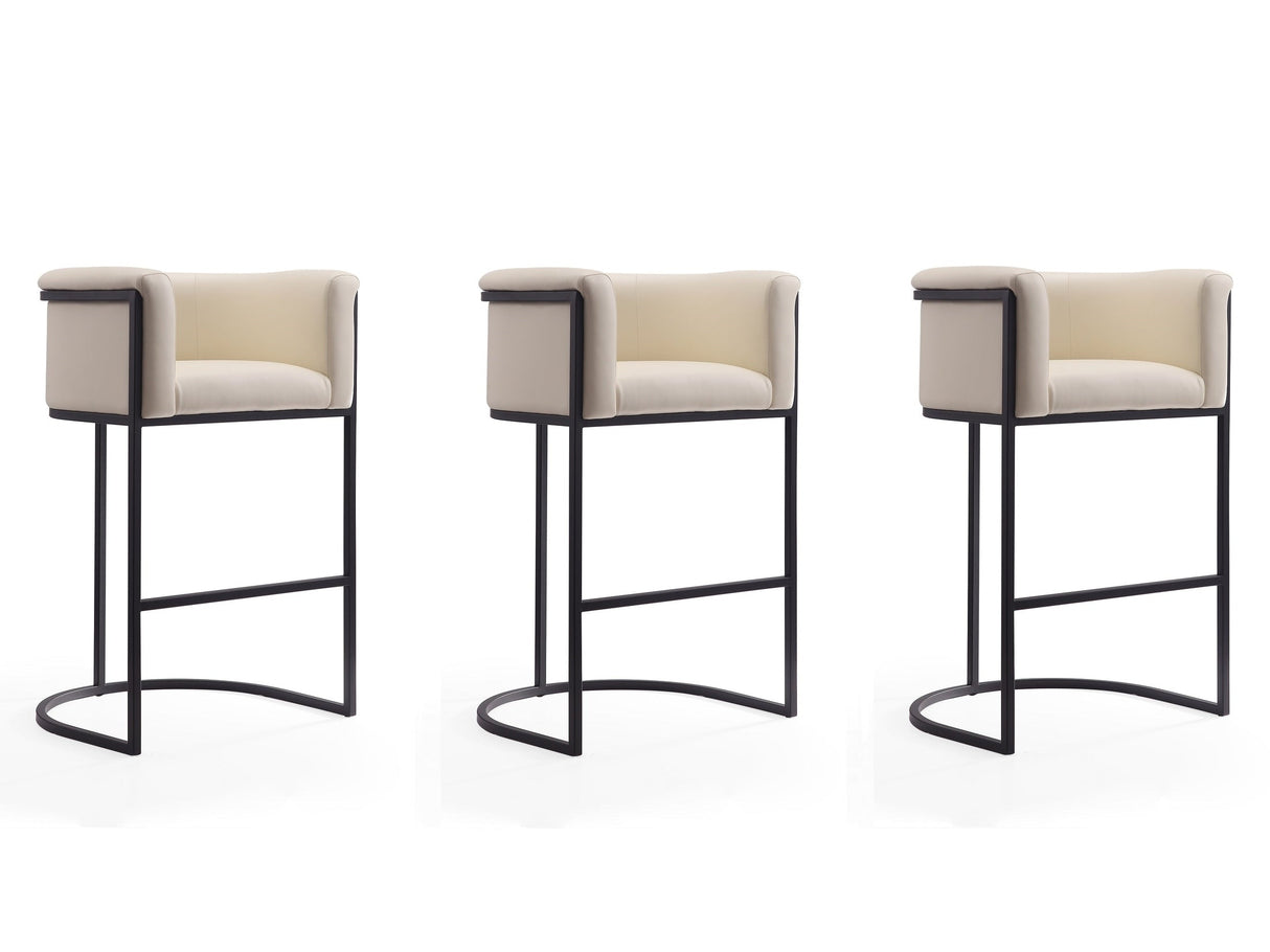 Cosmopolitan Barstool in Cream and Black (set of 3) by Manhattan Comfort at Eve Furniture