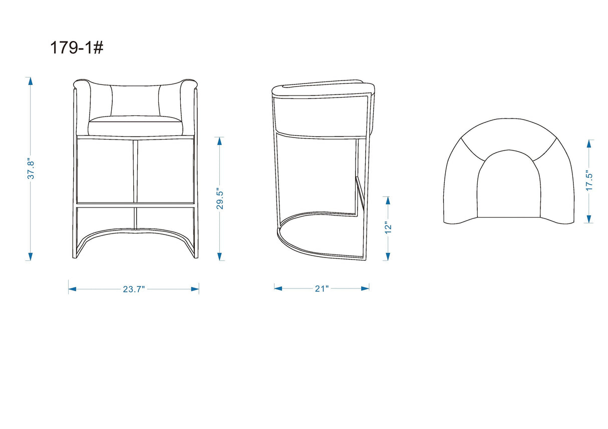 Cosmopolitan Barstool in Pebble and Black (set of 2) by Manhattan Comfort at Eve Furniture