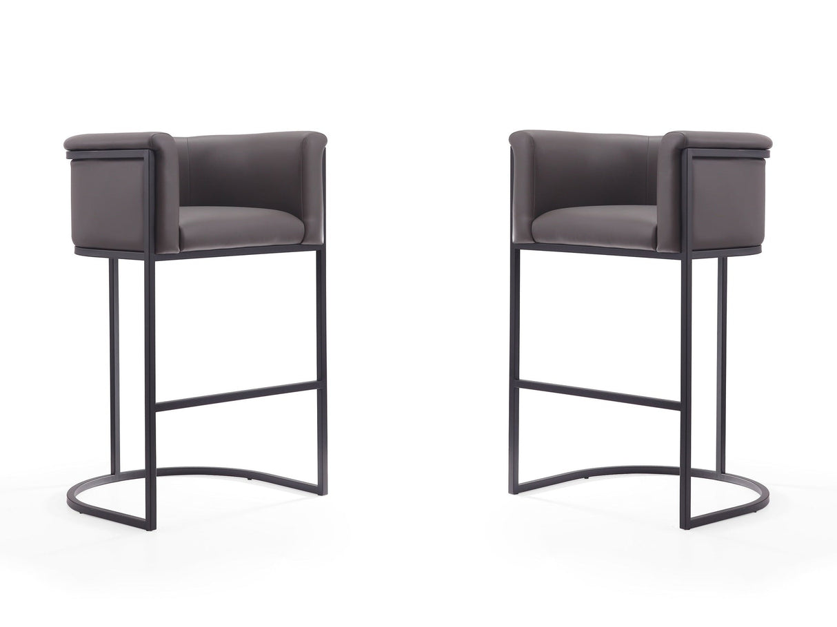 Cosmopolitan Barstool in Pebble and Black (set of 2) by Manhattan Comfort at Eve Furniture