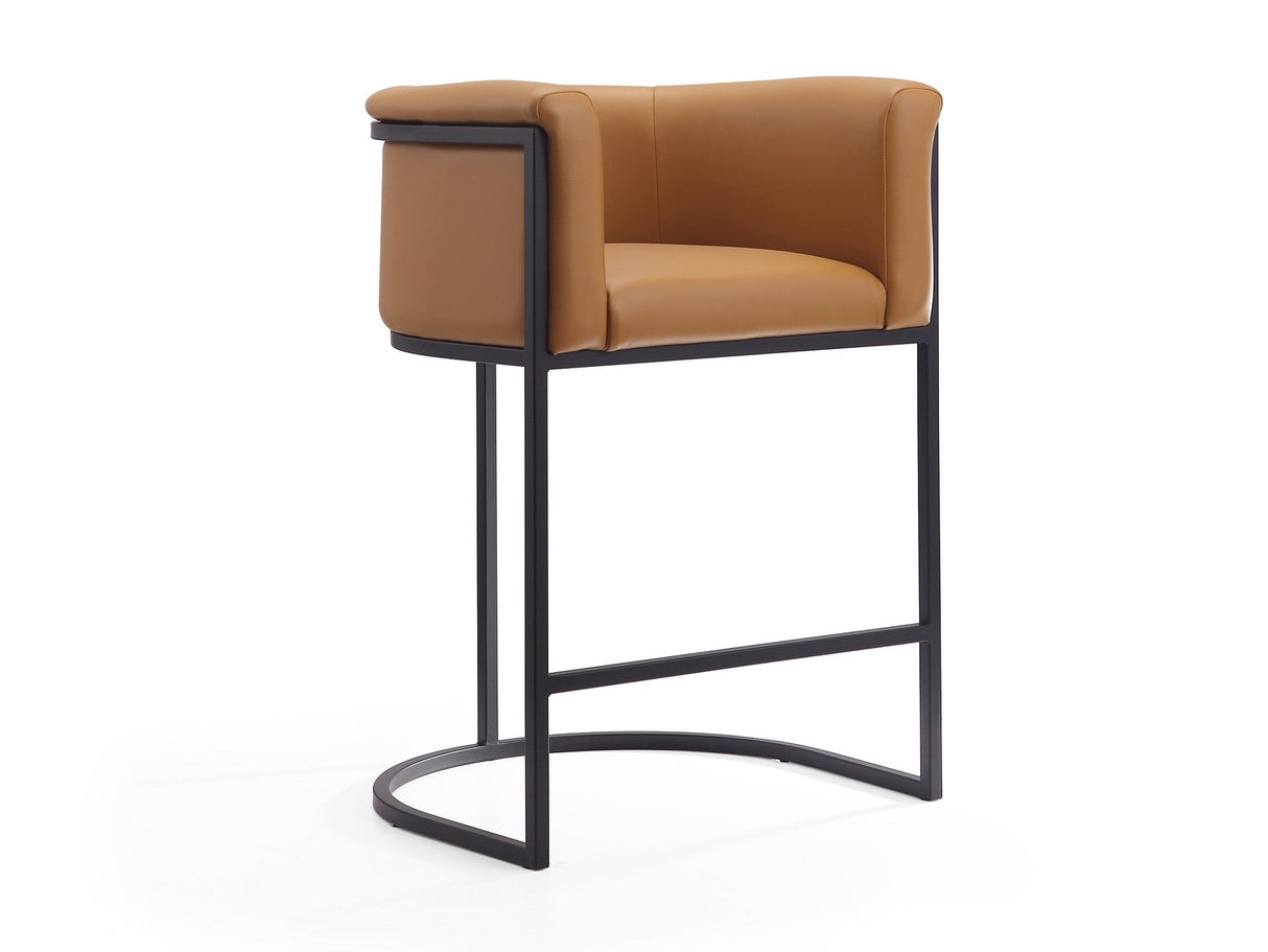 Cosmopolitan Counter Stool in Camel and Black by Manhattan Comfort at Eve Furniture