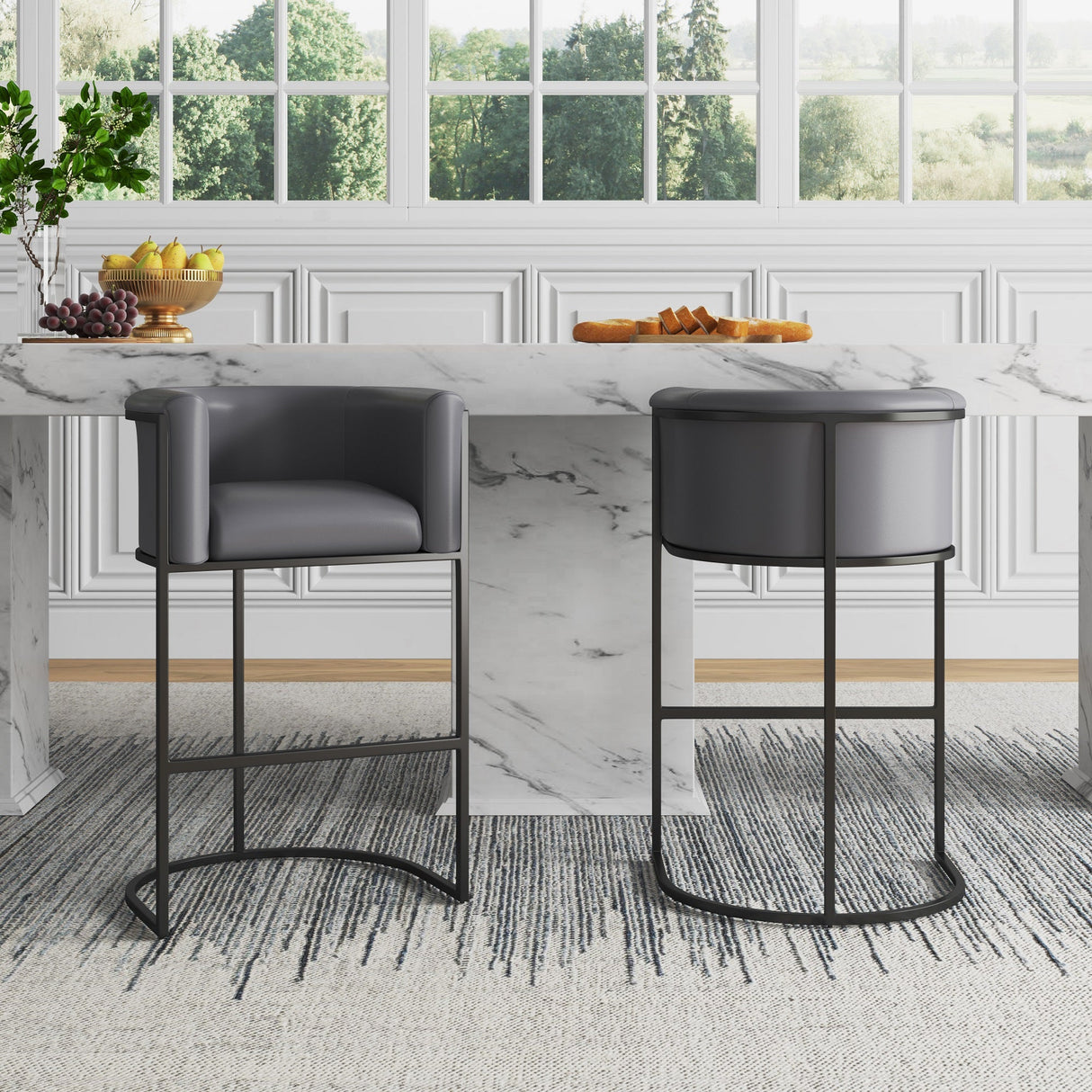 Cosmopolitan Counter Stool in Grey and Black by Manhattan Comfort at Eve Furniture