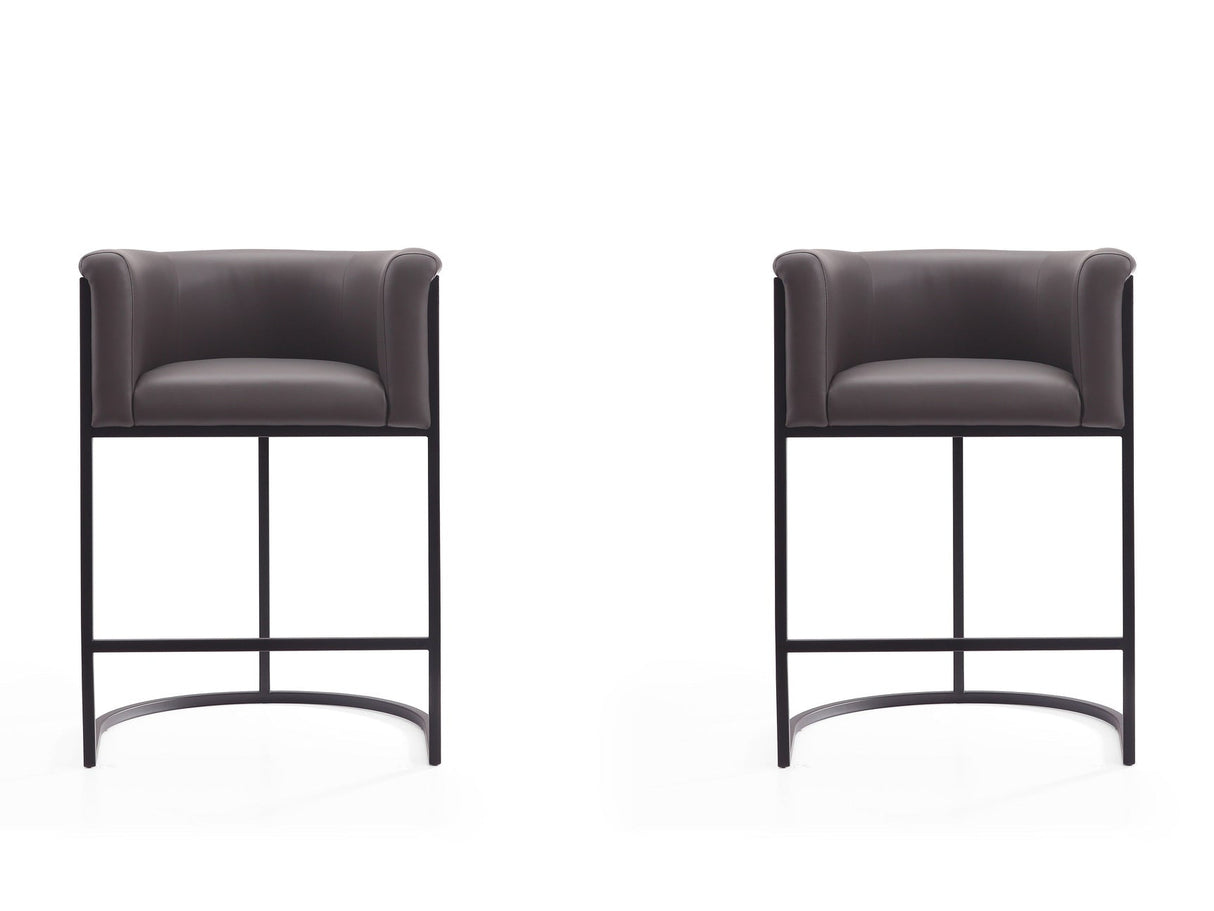 Cosmopolitan Counter Stool in Pebble and Black (set of 2) by Manhattan Comfort at Eve Furniture