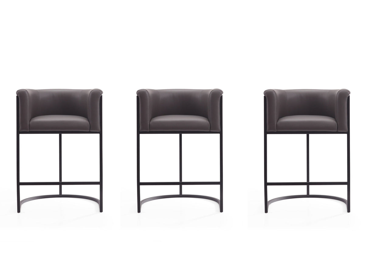 Cosmopolitan Counter Stool in Pebble and Black (set of 3) by Manhattan Comfort at Eve Furniture