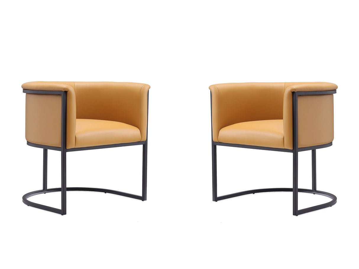 Cosmopolitan Dining Chair in Saddle and Black (set of 2) by Manhattan Comfort at Eve Furniture