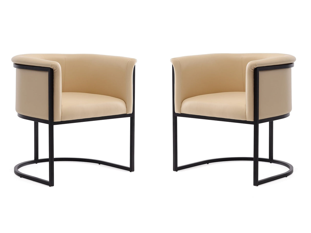Cosmopolitan Dining Chair in Tan and Black (set of 2) by Manhattan Comfort at Eve Furniture