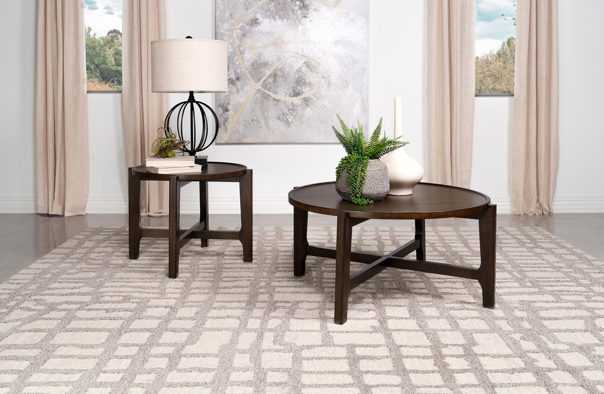 Cota Dark Brown 2-Piece Solid Wood Coffee and End Table Set by Coaster at Eve Furniture
