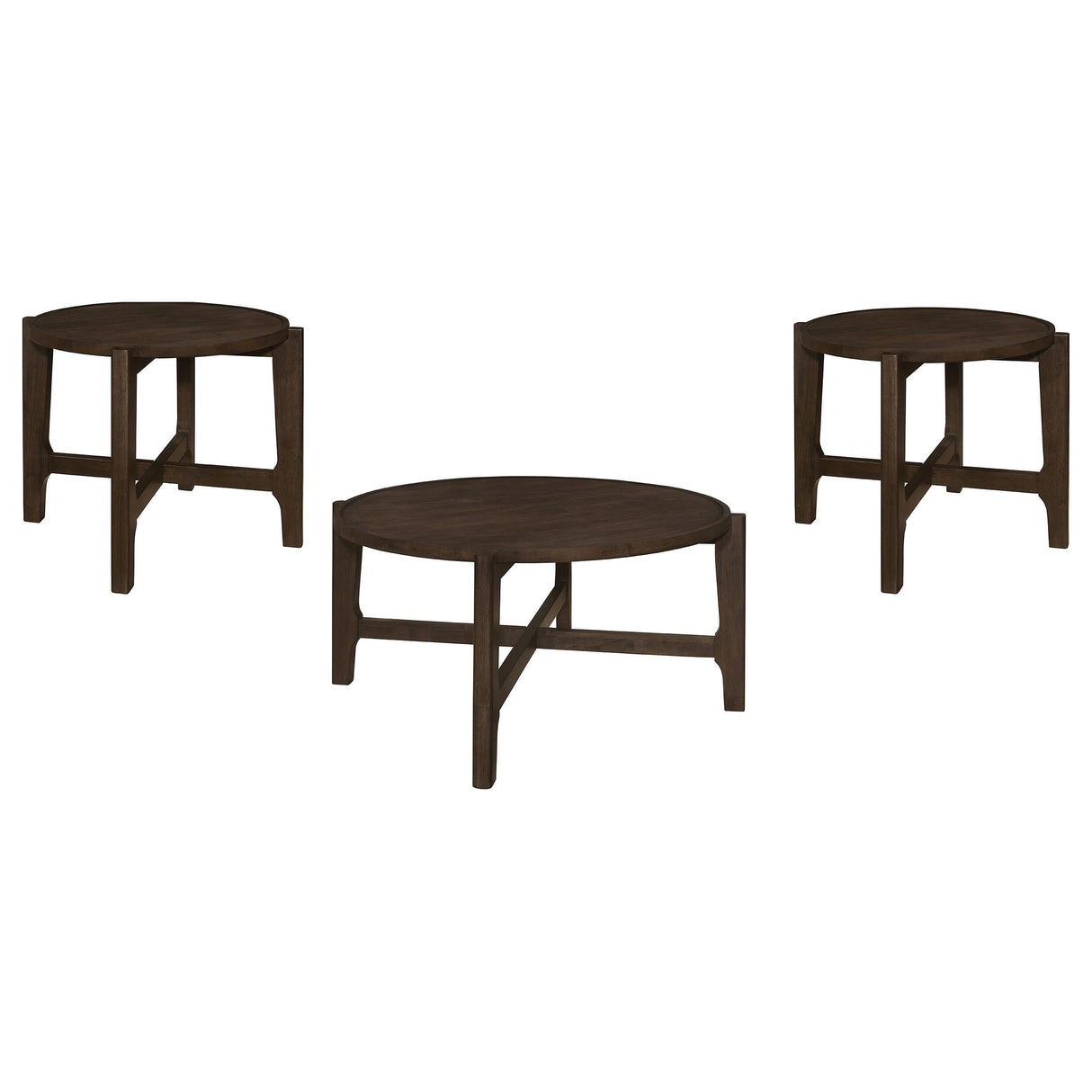 Cota Dark Brown 3-Piece Solid Wood Coffee and End Table Set by Coaster at Eve Furniture