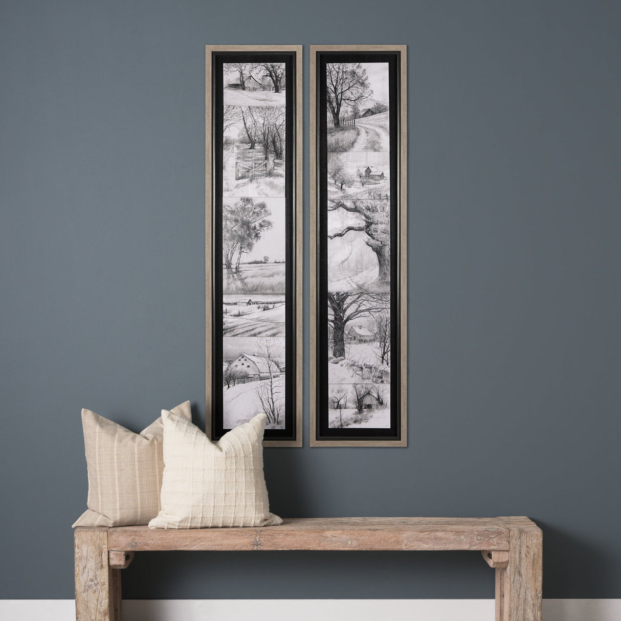 Countryside Sketches II by Ariana a Hand Embellished Textured Framed Art Print by Mercana at Eve Furniture