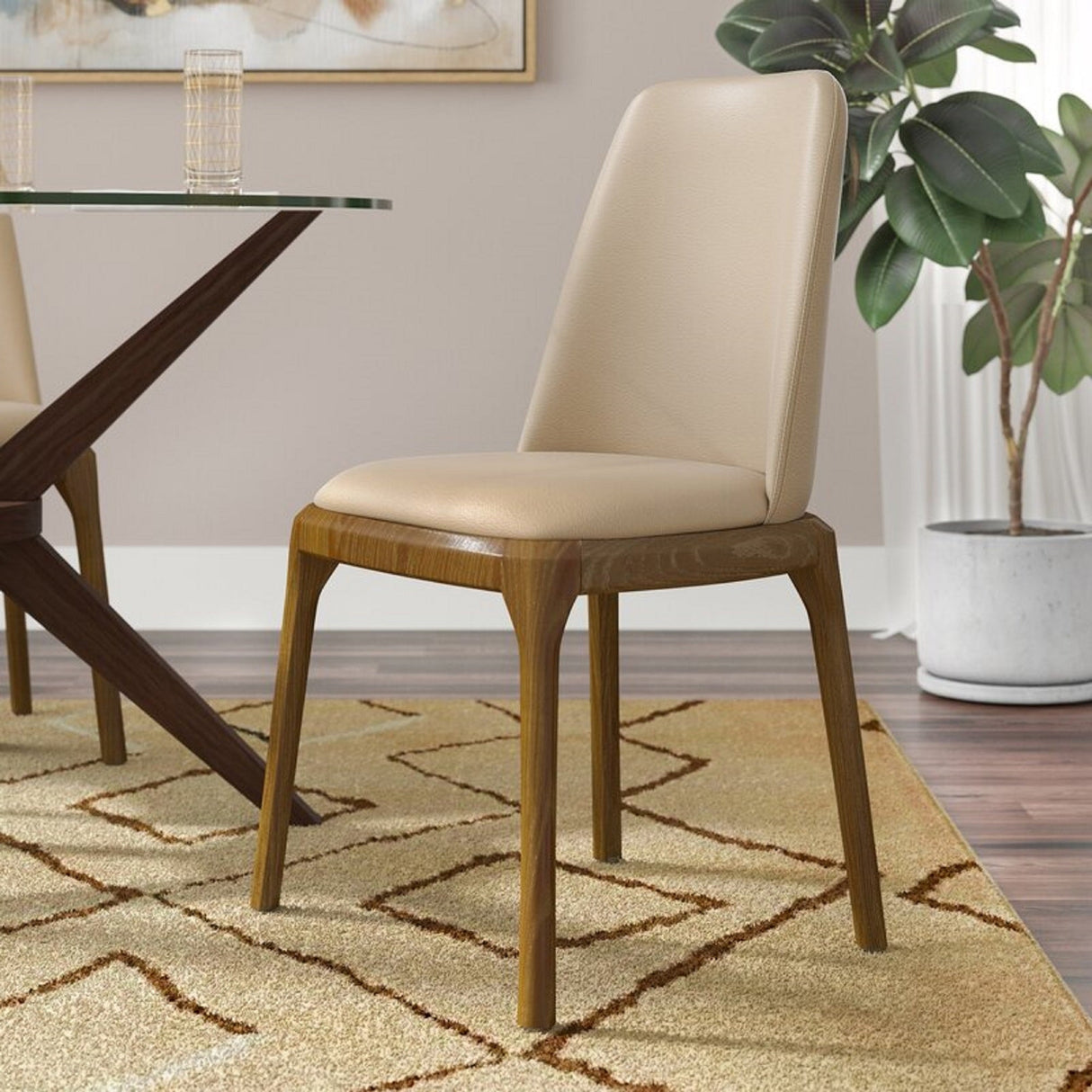 Courding Dining Chair in Tan and Walnut by Manhattan Comfort at Eve Furniture