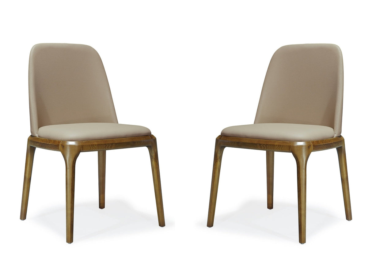 Courding Dining Chair in Tan and Walnut (set of 2) by Manhattan Comfort at Eve Furniture