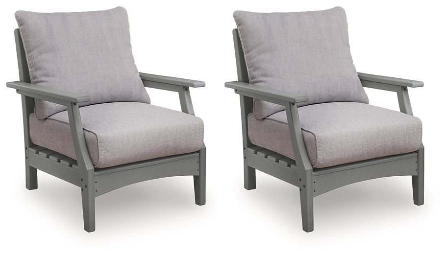 Cove Beach Gray Lounge Chair w/Cushion, Set of 2 by Ashley at Eve Furniture