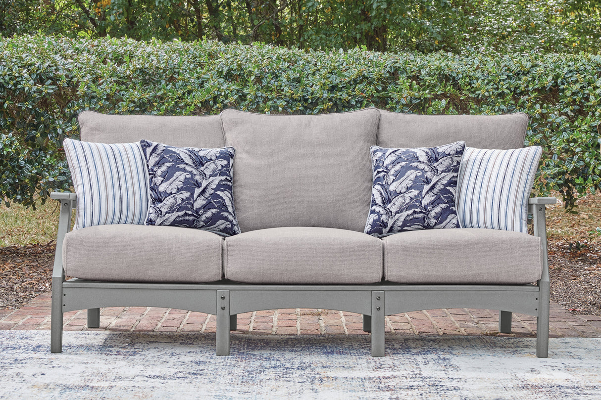 Cove Beach Gray Outdoor Sofa and Loveseat by Ashley at Eve Furniture