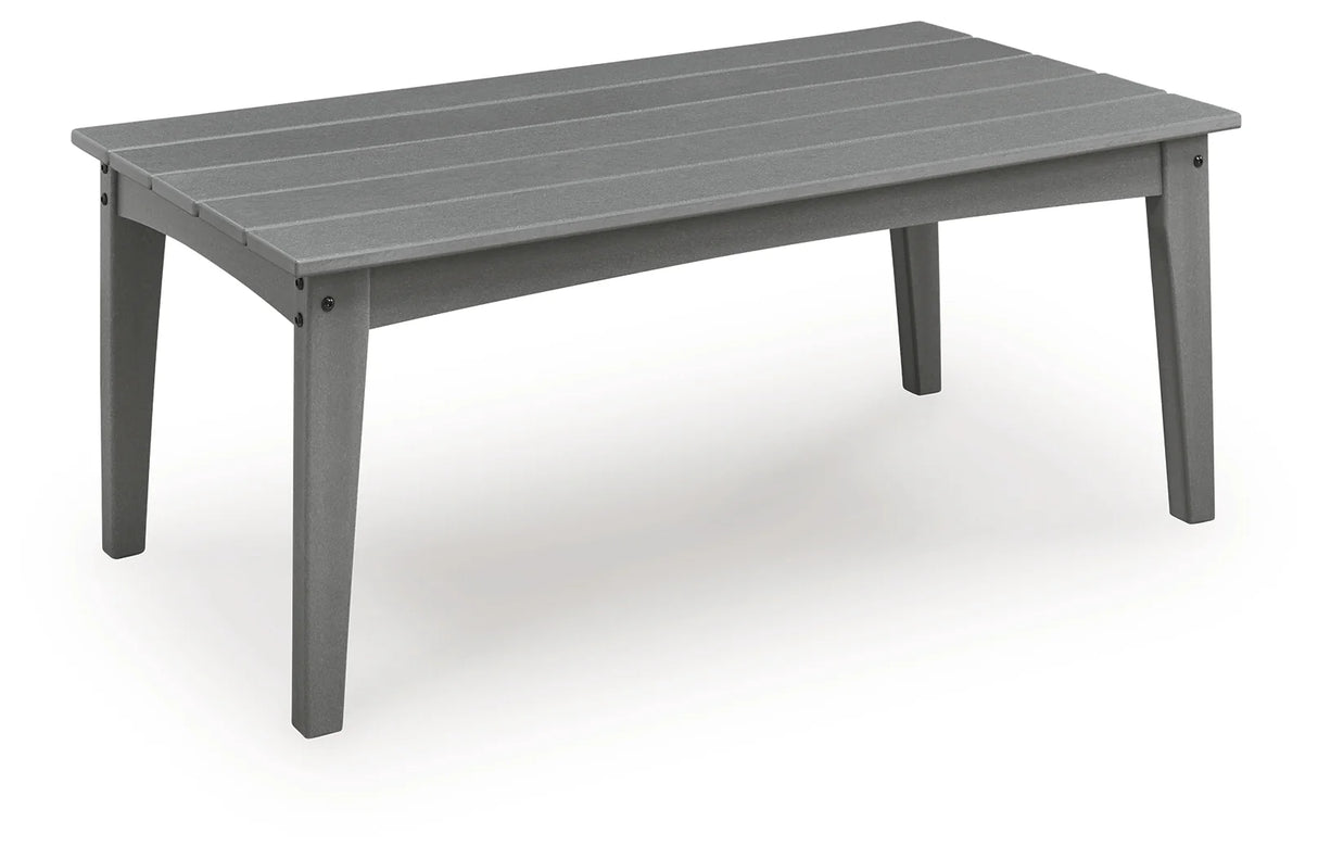 Cove Beach Gray Outdoor Sofa and Loveseat with Coffee Table by Ashley at Eve Furniture