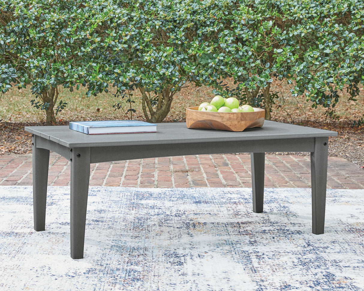 Cove Beach Gray Outdoor Sofa and Loveseat with Coffee Table by Ashley at Eve Furniture