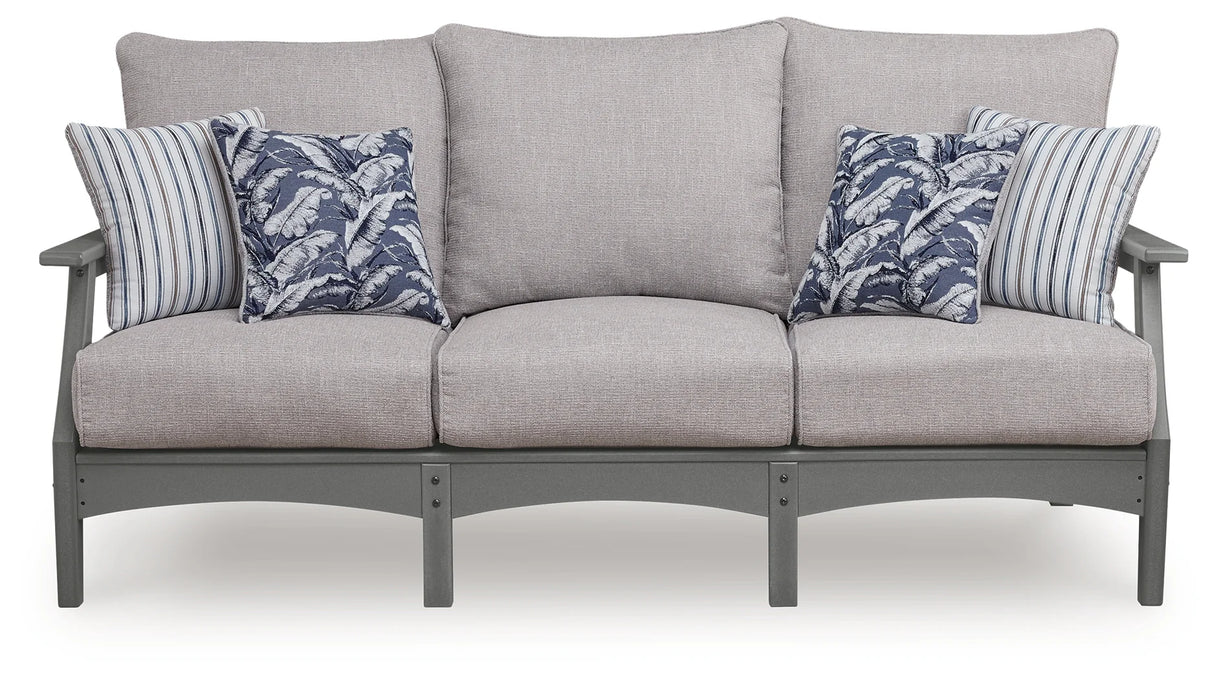 Cove Beach Gray Sofa with Cushion by Ashley at Eve Furniture
