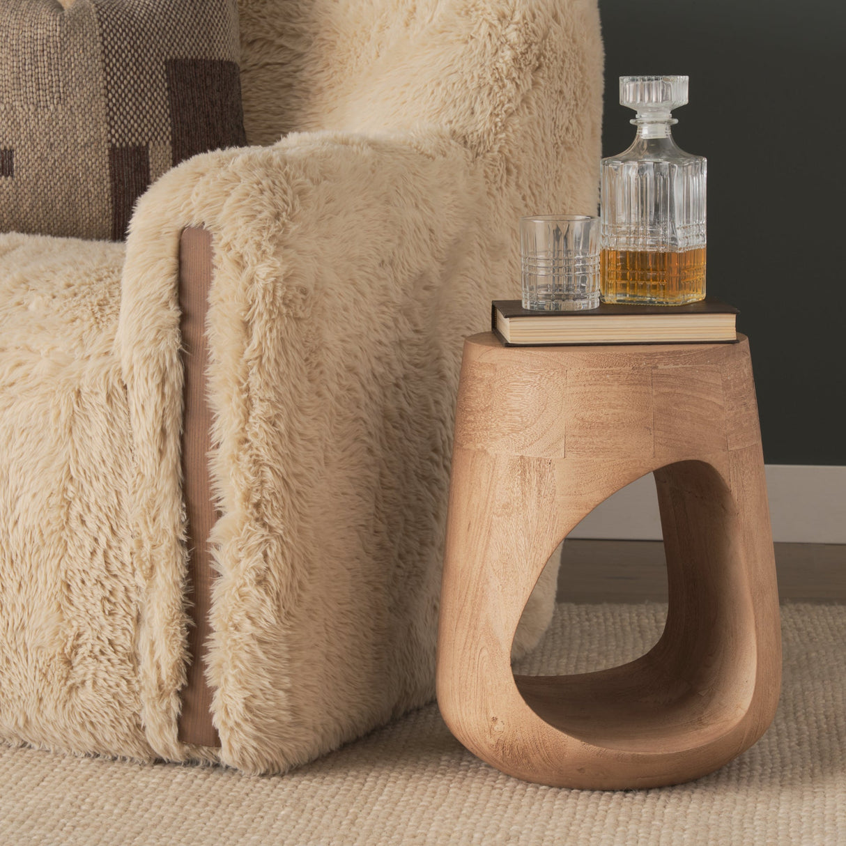 Cove Light Brown Sculptural Open Side Table by Mercana at Eve Furniture