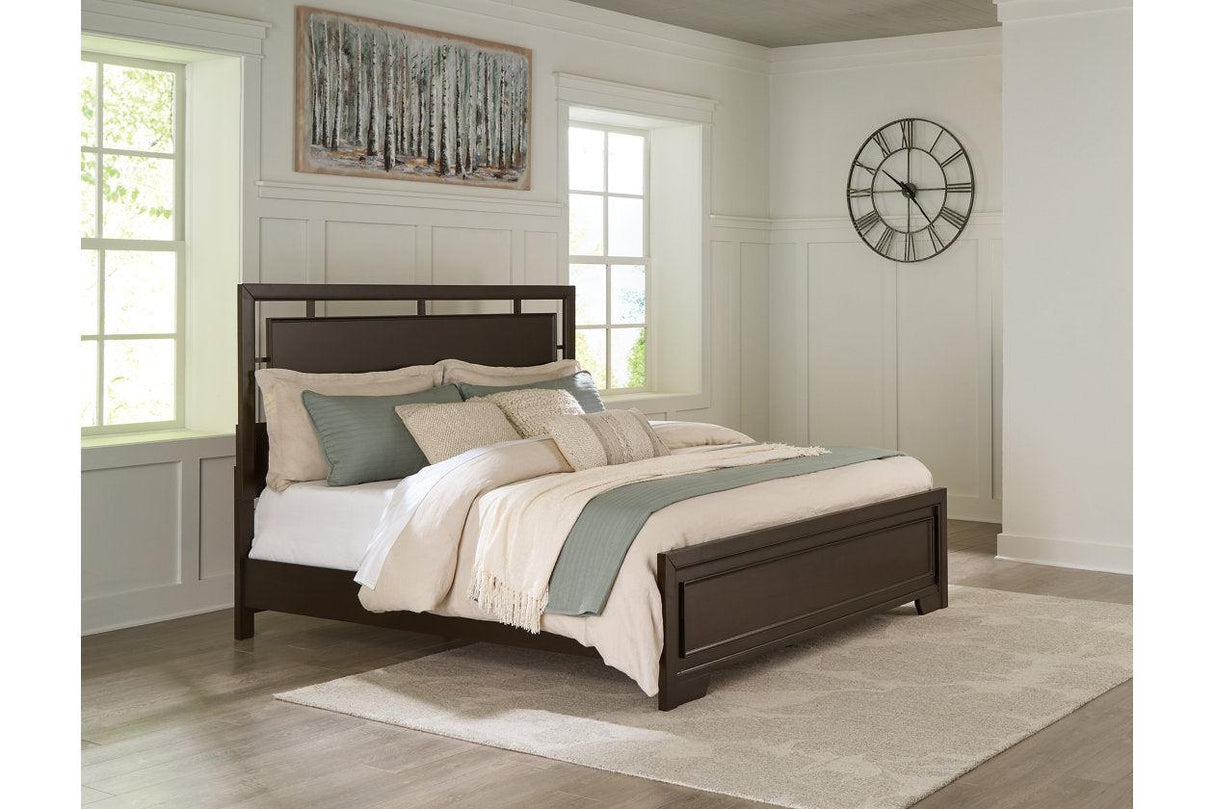 Covetown Dark Brown California King Panel Bed by Ashley at Eve Furniture