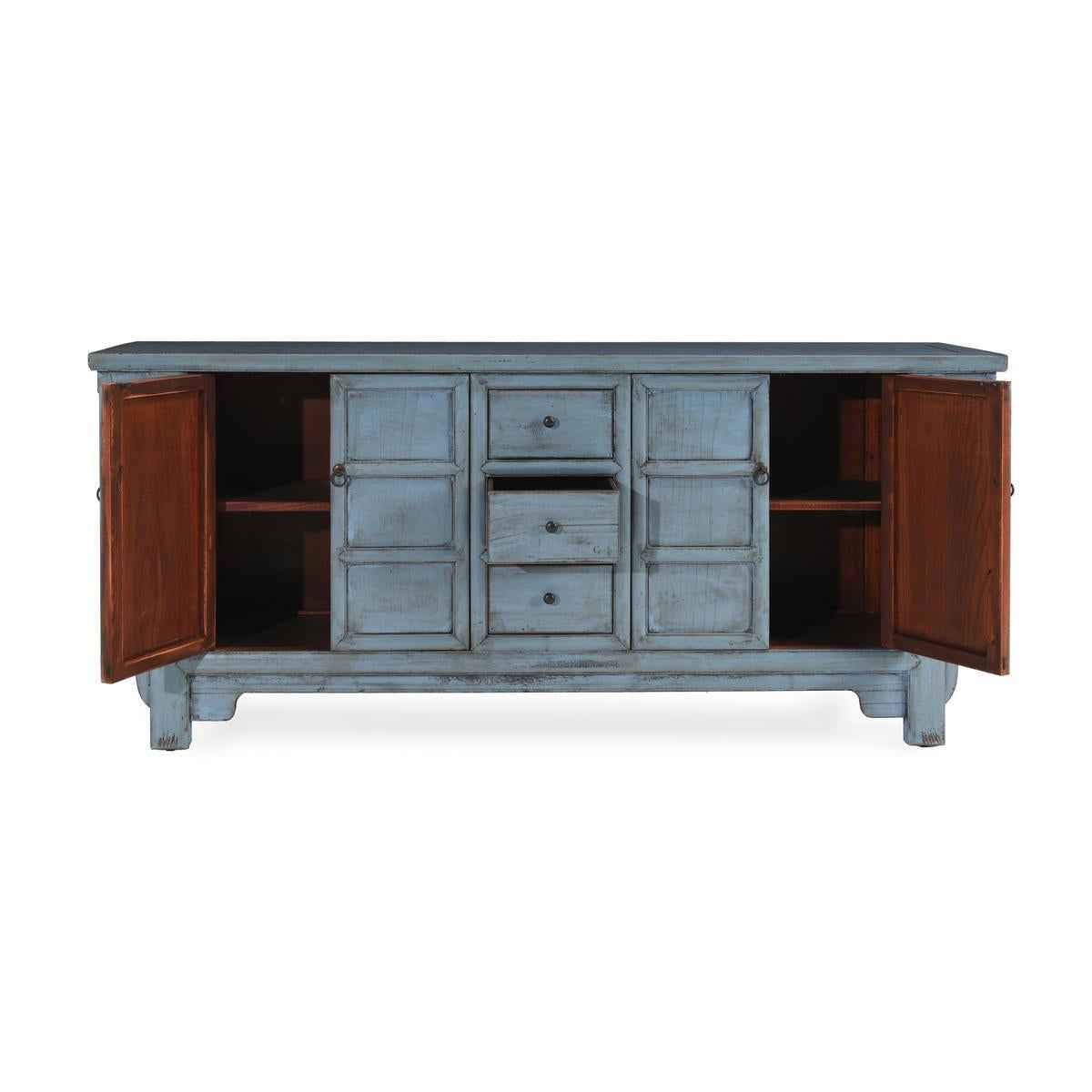 Crafton 3 Drawer 4 Door Cabinet - Blue by Classic Home at Eve Furniture