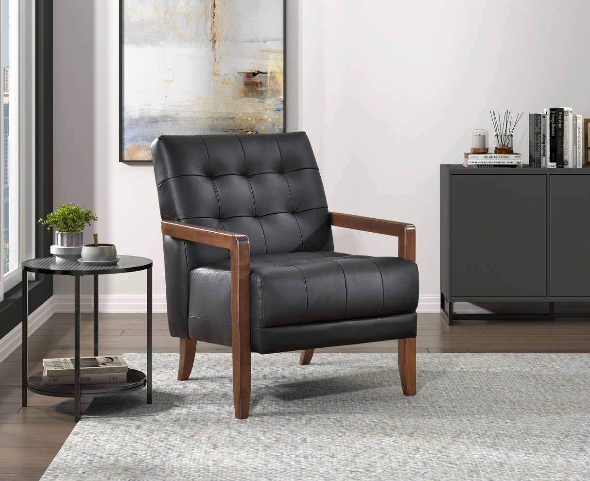 Crafton Black Leather Accent Chair by Homelegance at Eve Furniture