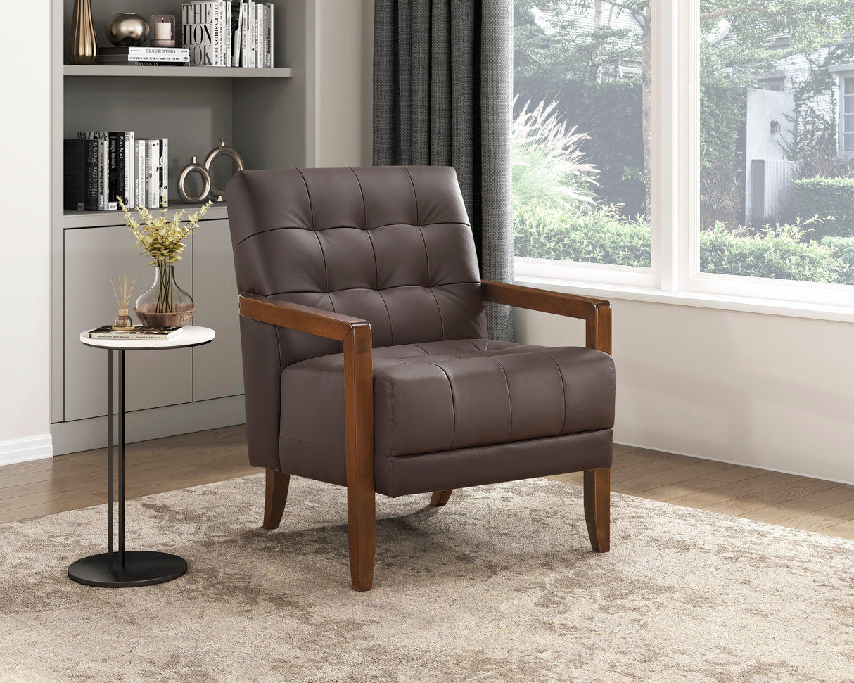 Crafton Dark Brown Leather Accent Chair by Homelegance at Eve Furniture