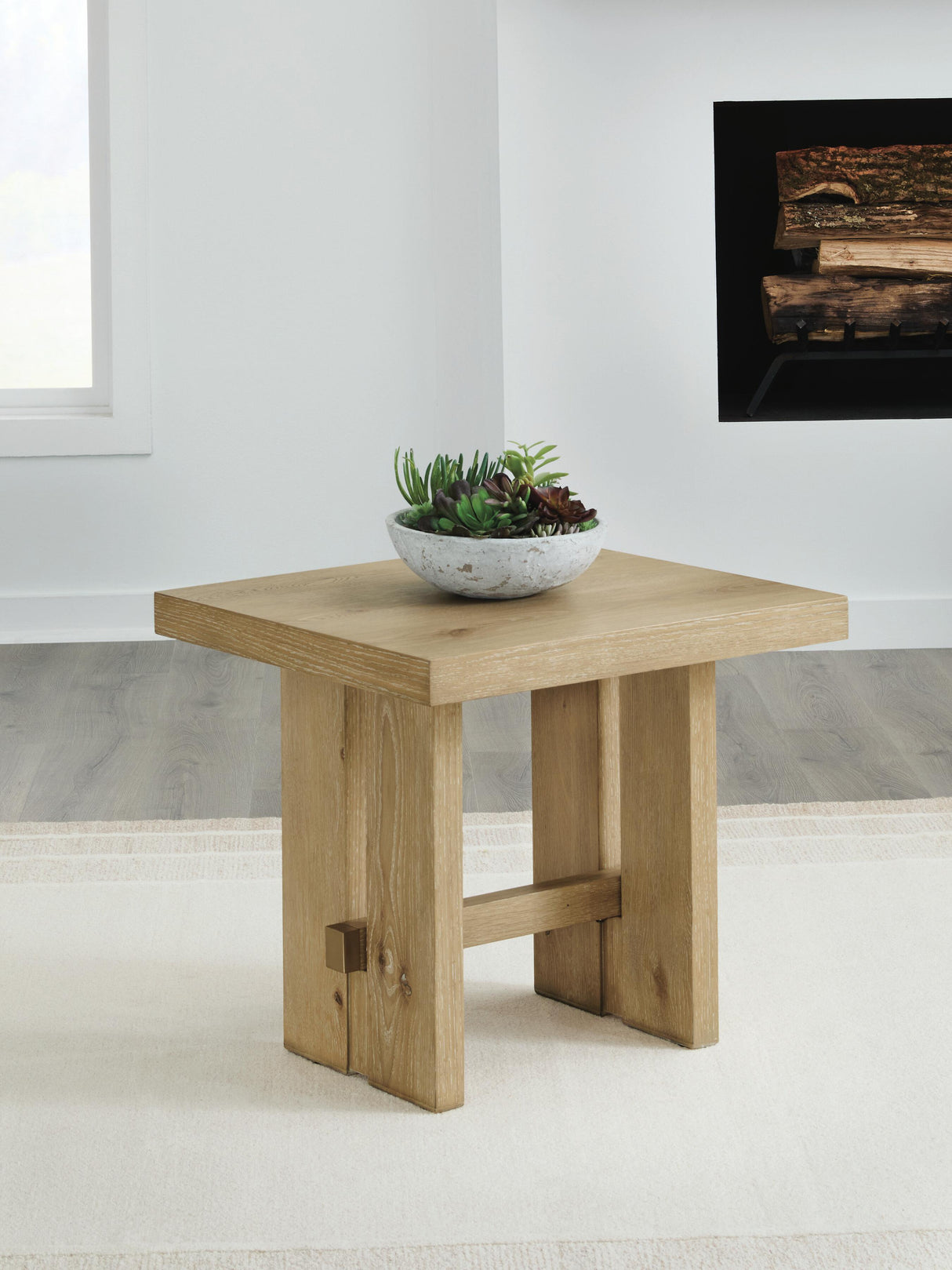 Crendlin Light Brown Rectangular End Table