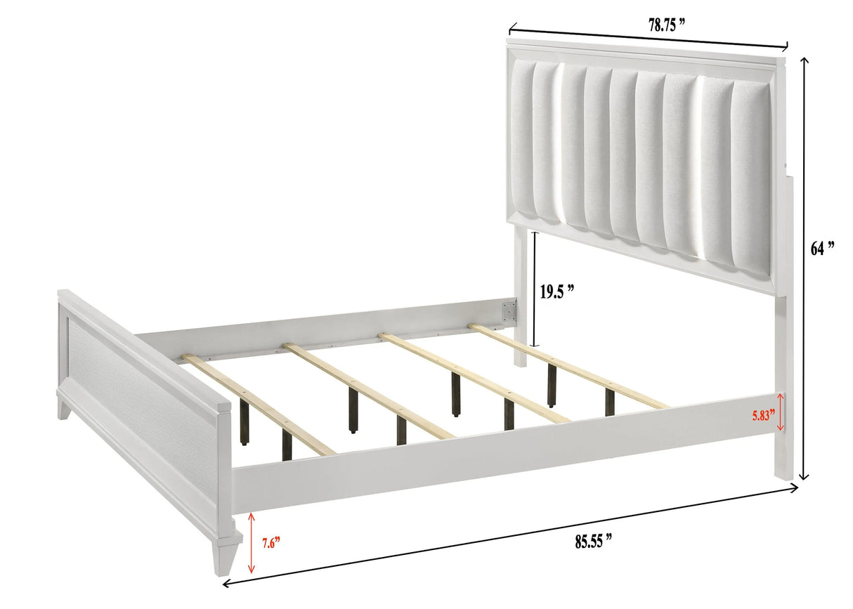 Cressida White Upholstered LED Panel Bedroom Set by Crown Mark at Eve Furniture
