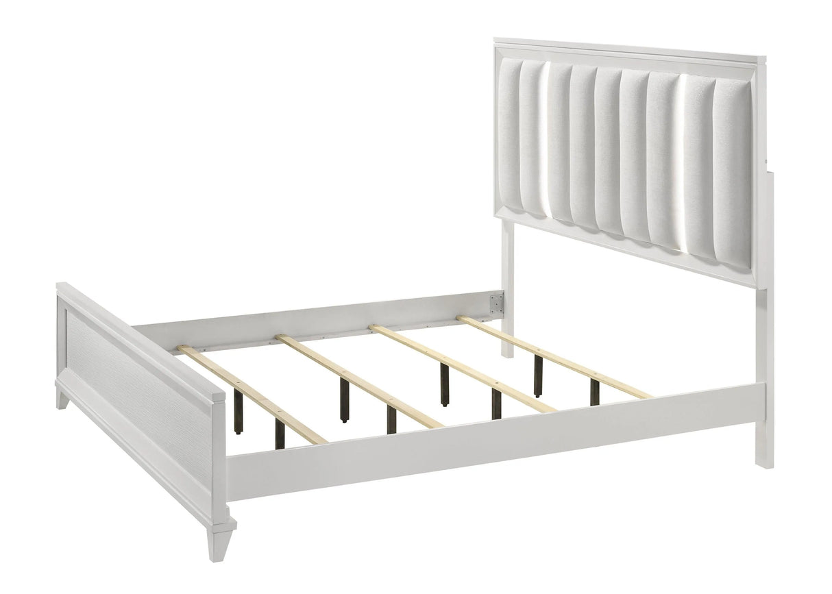 Cressida White Upholstered LED Panel Bedroom Set by Crown Mark at Eve Furniture