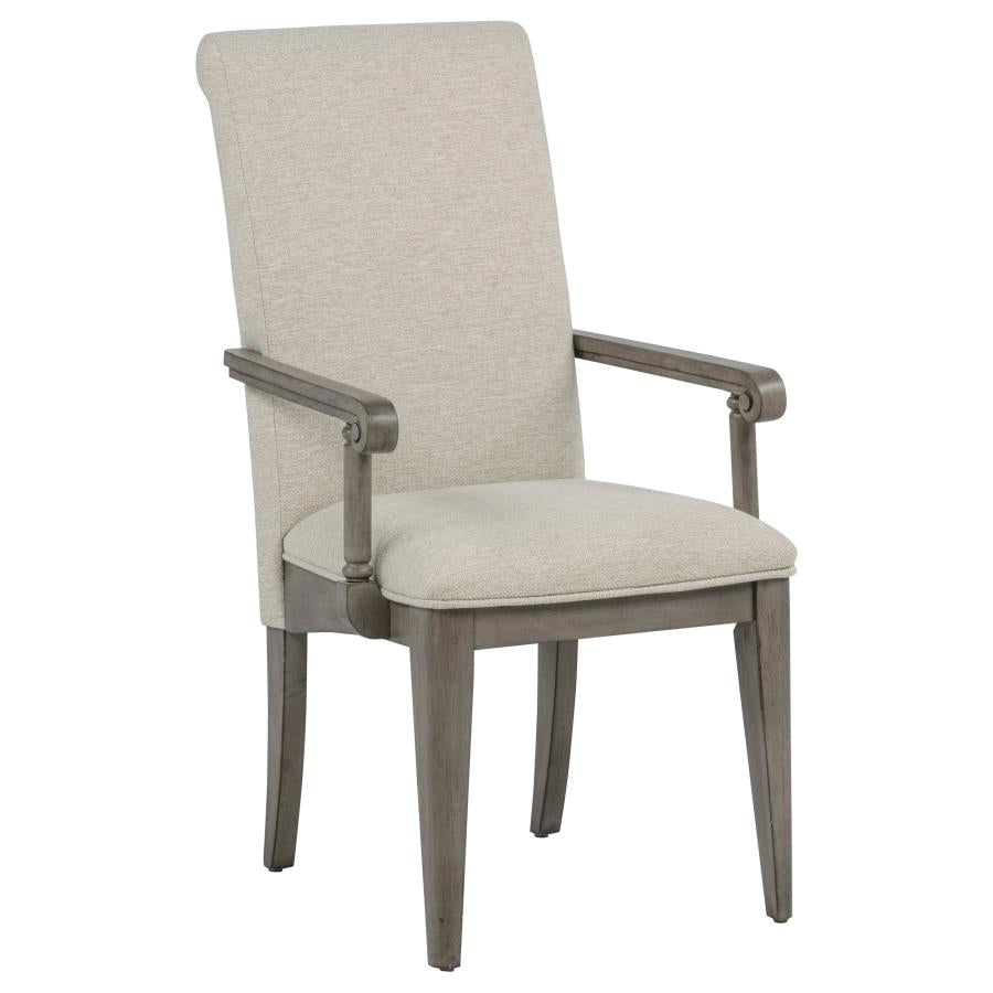 Cresswell Upholstered Dining Arm Chair Tan (Set of 2) by Coaster at Eve Furniture